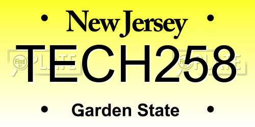 TECH258 New Jersey License Plate