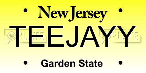 TEEJAYY New Jersey License Plate