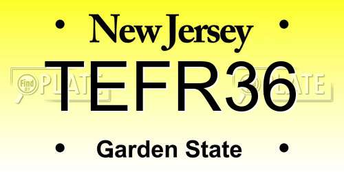 TEFR36 New Jersey License Plate