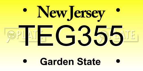 TEG355 New Jersey License Plate