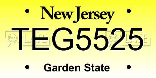 TEG5525 New Jersey License Plate