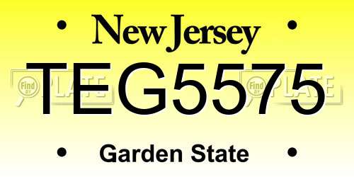 TEG5575 New Jersey License Plate