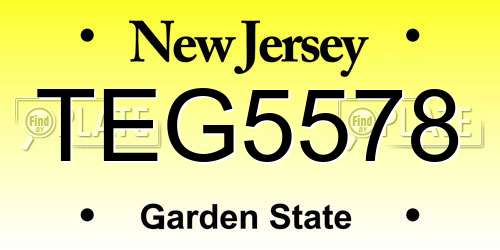 TEG5578 New Jersey License Plate