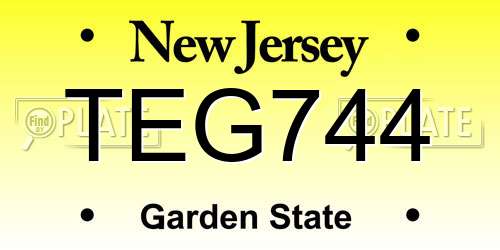 TEG744 New Jersey License Plate