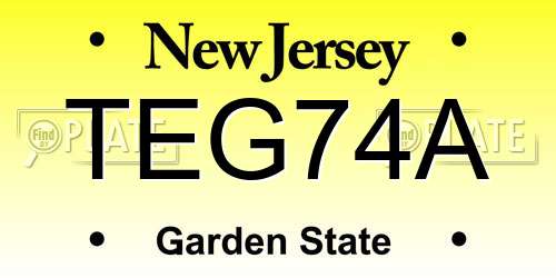 TEG74A New Jersey License Plate