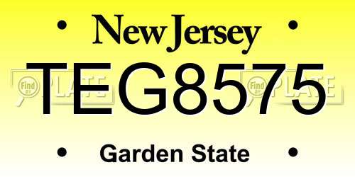 TEG8575 New Jersey License Plate