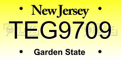 TEG9709 New Jersey License Plate