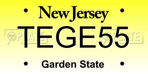 TEGE55 New Jersey License Plate