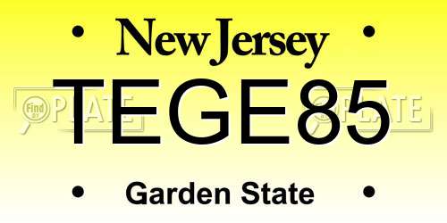 TEGE85 New Jersey License Plate
