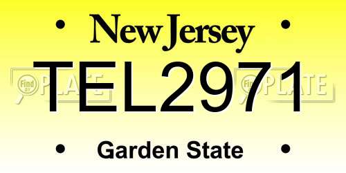 TEL2971 New Jersey License Plate