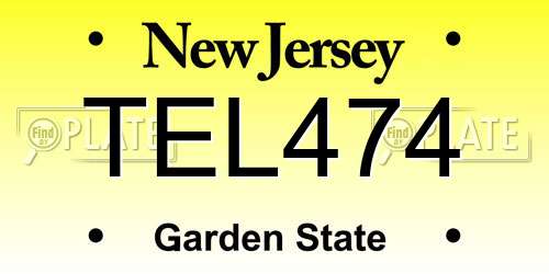 TEL474 New Jersey License Plate