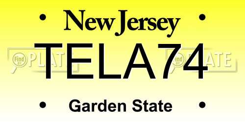 TELA74 New Jersey License Plate