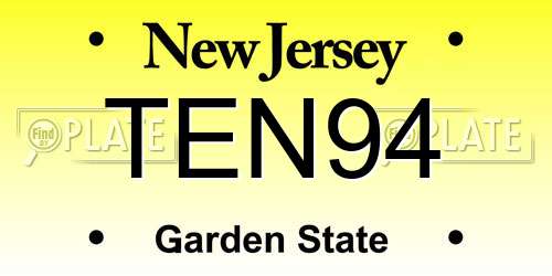 TEN94 New Jersey License Plate