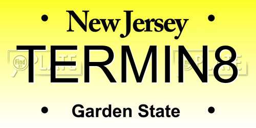 TERMIN8 New Jersey License Plate