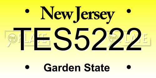 TES5222 New Jersey License Plate