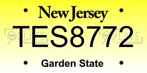 TES8772 New Jersey License Plate