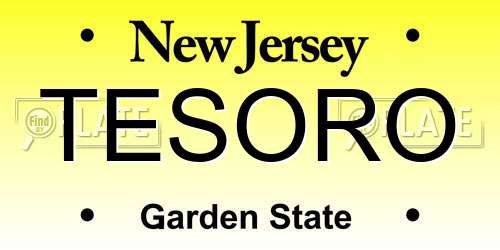 TESORO New Jersey License Plate