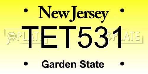 TET531 New Jersey License Plate