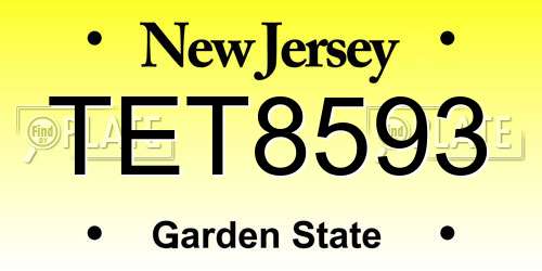 TET8593 New Jersey License Plate