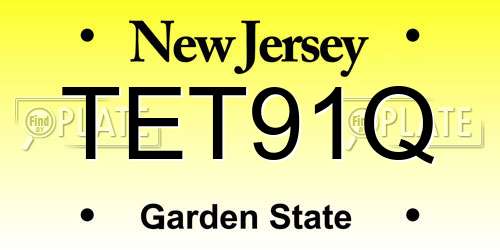 TET91Q New Jersey License Plate