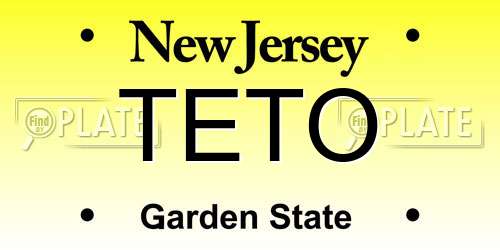 TETO New Jersey License Plate