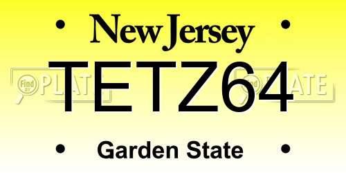 TETZ64 New Jersey License Plate