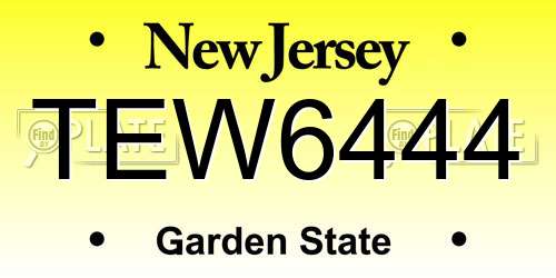 TEW6444 New Jersey License Plate