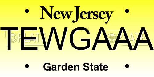 TEWGAAA New Jersey License Plate