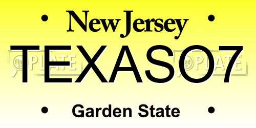 TEXASO7 New Jersey License Plate