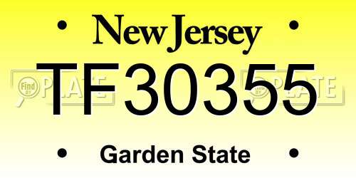TF30355 New Jersey License Plate