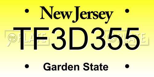 TF3D355 New Jersey License Plate