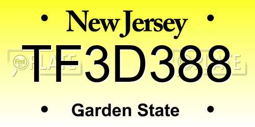 TF3D388 New Jersey License Plate