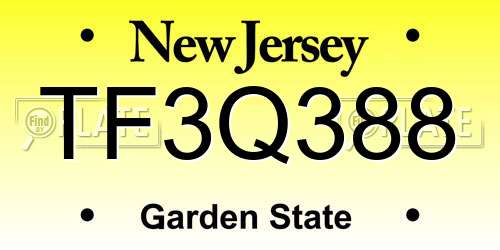 TF3Q388 New Jersey License Plate