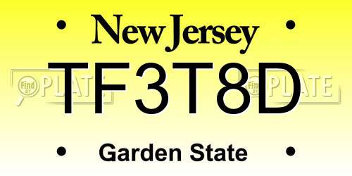 TF3T8D New Jersey License Plate