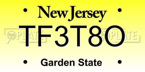 TF3T8O New Jersey License Plate