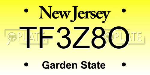 TF3Z8O New Jersey License Plate