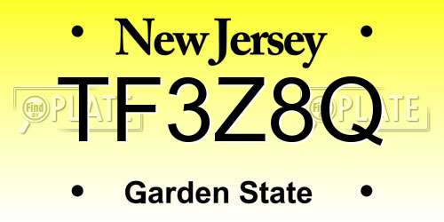 TF3Z8Q New Jersey License Plate