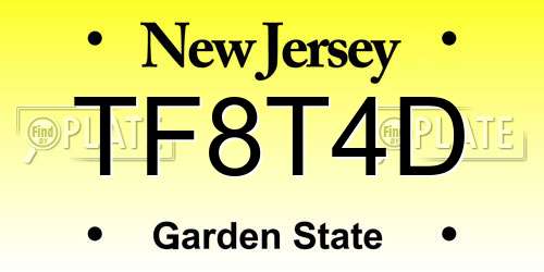 TF8T4D New Jersey License Plate