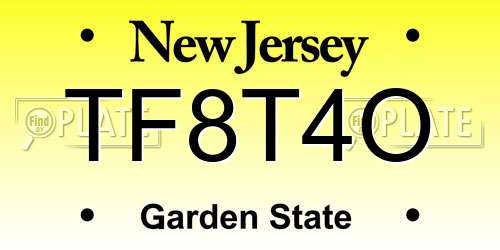 TF8T4O New Jersey License Plate