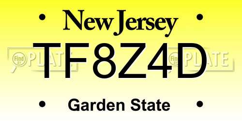 TF8Z4D New Jersey License Plate