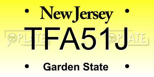 TFA51J New Jersey License Plate