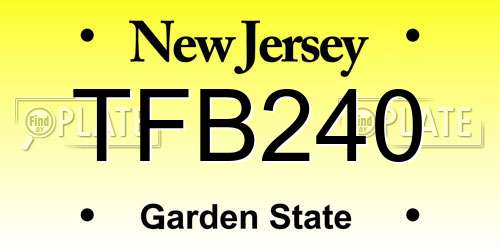 TFB240 New Jersey License Plate