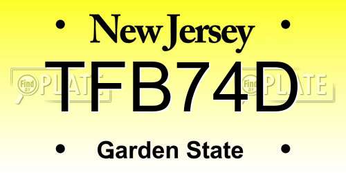 TFB74D New Jersey License Plate