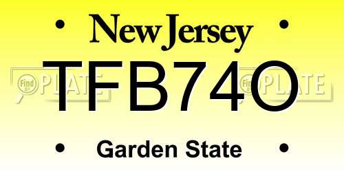 TFB74O New Jersey License Plate