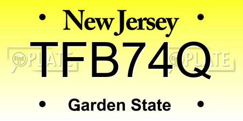 TFB74Q New Jersey License Plate
