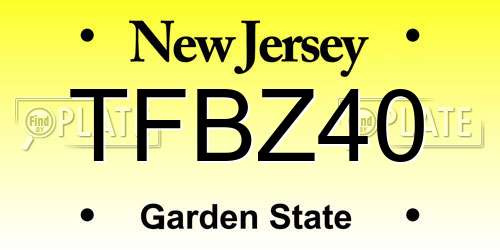 TFBZ40 New Jersey License Plate