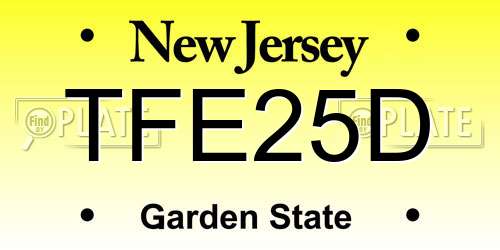 TFE25D New Jersey License Plate