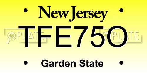 TFE75O New Jersey License Plate