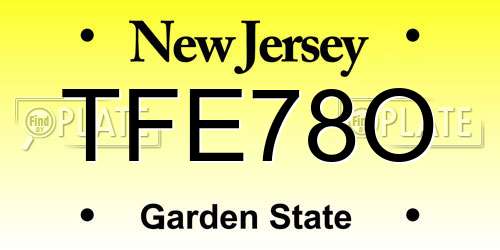 TFE78O New Jersey License Plate