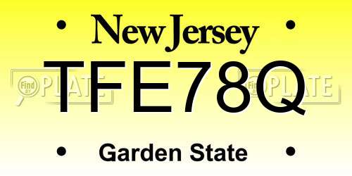 TFE78Q New Jersey License Plate